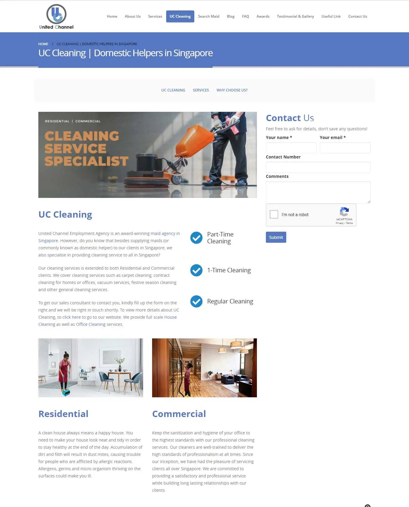 Web development portfolio: United Channel website - services page