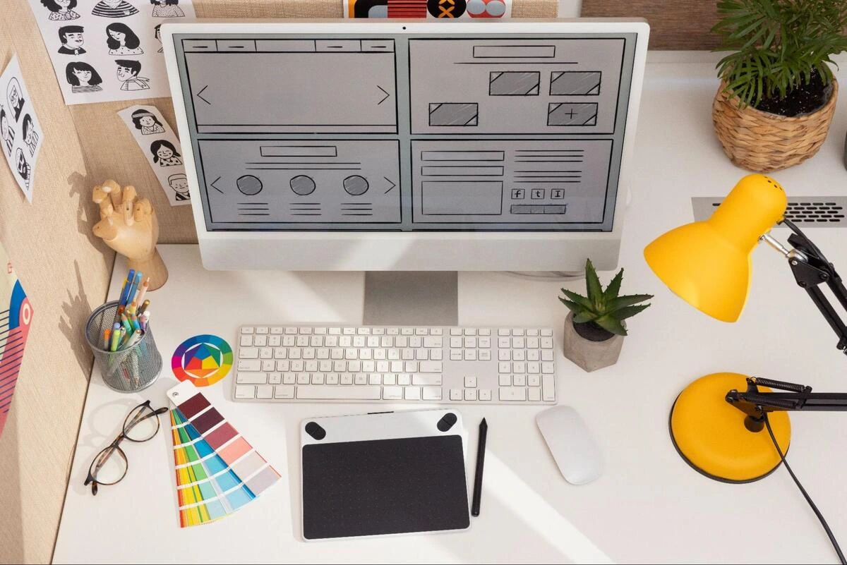 Designer testing website loading speed on a desktop before applying page speed fixes